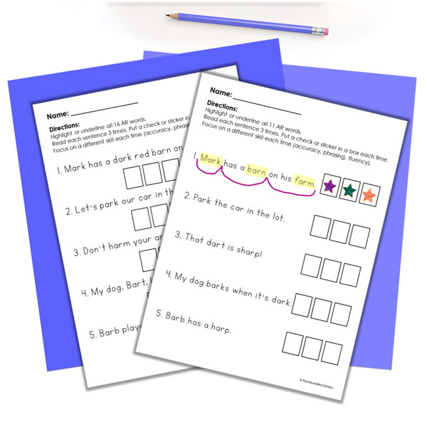 free decodable ar sentences to read