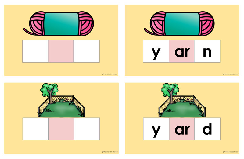 r controlled ar word chain spelling yarn to yard