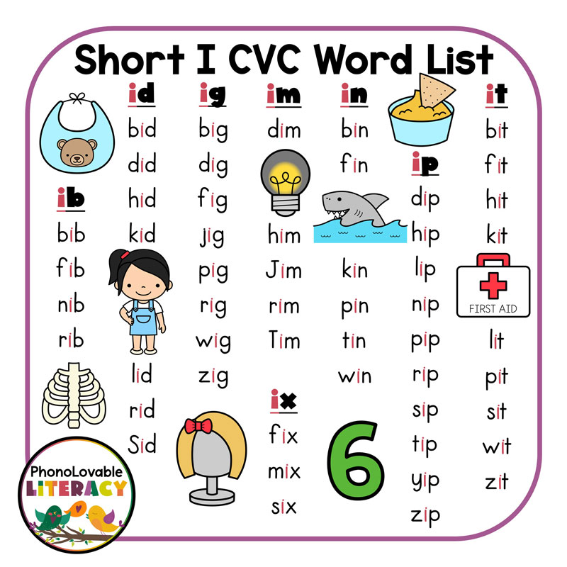 short i cvc word list