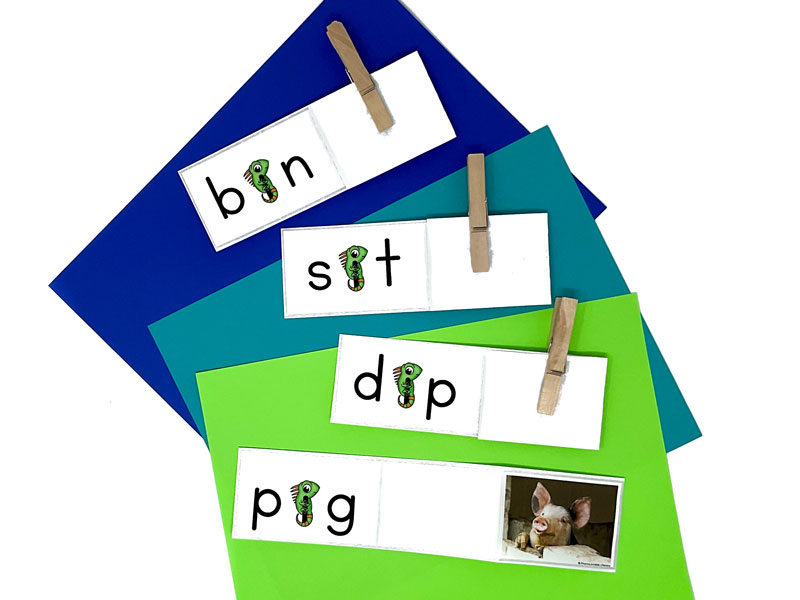 short i cvc word strip cards read and reveal self checking