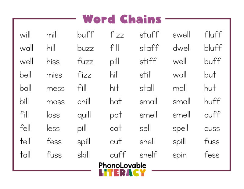 word chains with floss spelling rule