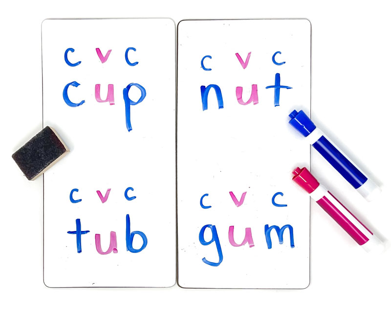 cvc labels over short u words