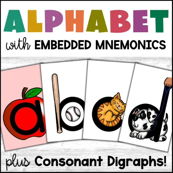 alphabet cards with embedded mnemonics