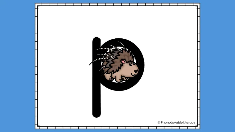 Embedded letter p sound with porcupine.