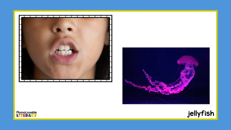 Mouth formation for j with jellyfish.