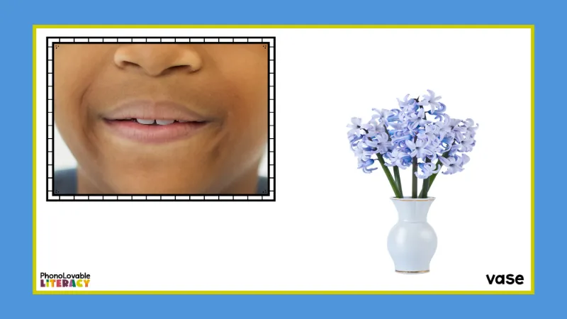 Mouth formation for v with vase.