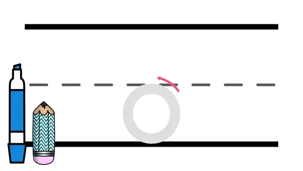 Letter o sound formation animation with lines.