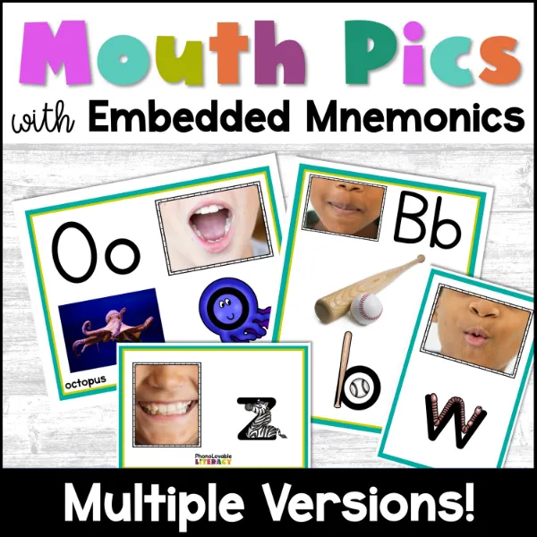 Embedded mnemonics mouth picture cards.