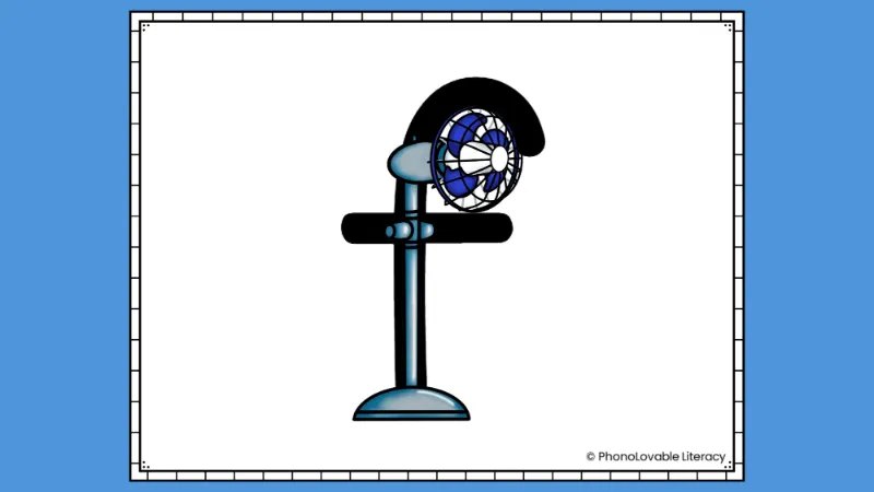 Embedded letter f sound with fan.