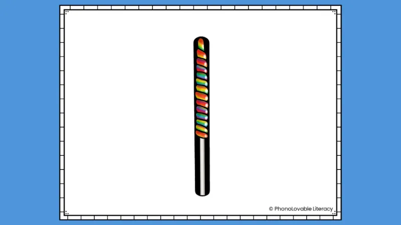 Embedded letter l sound with lollipop.