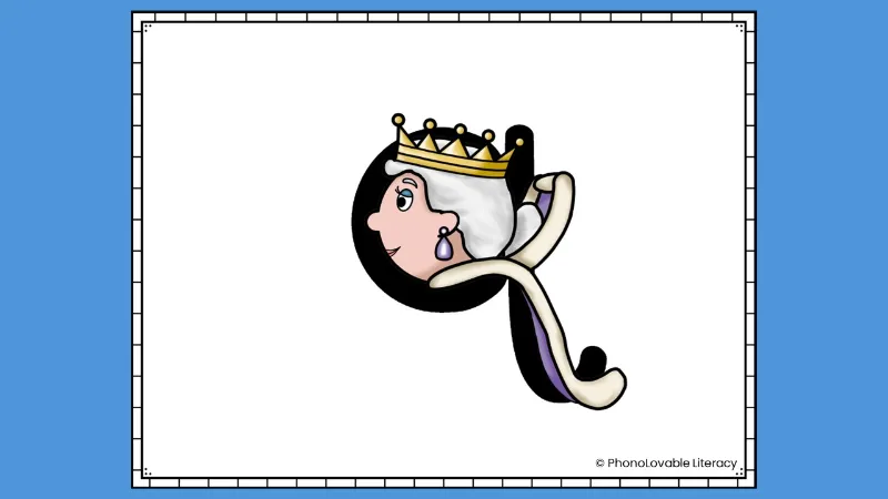 Embedded letter q sound with queen.