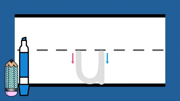 Letter m sound formation animation with lines.