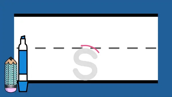 Letter s sound formation animation with lines.