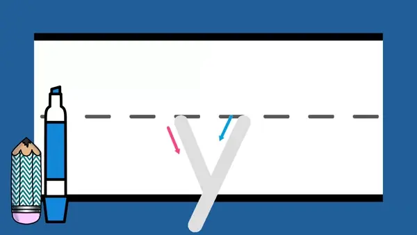 Letter y sound formation animation with lines.