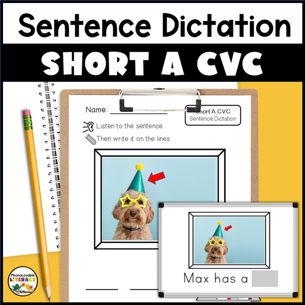 Short A CVC sentence dictation cover.