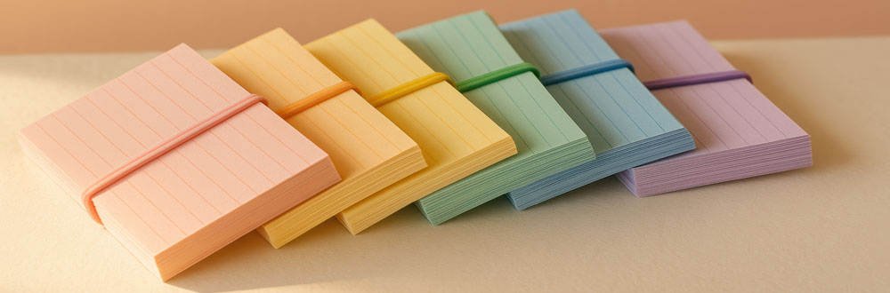 Structured literacy activities featured image of stacks of colored index cards.