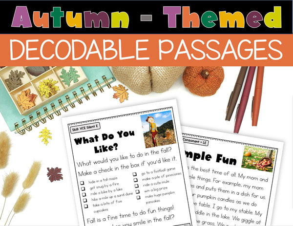 Autumn-themed decodable passages for older students.